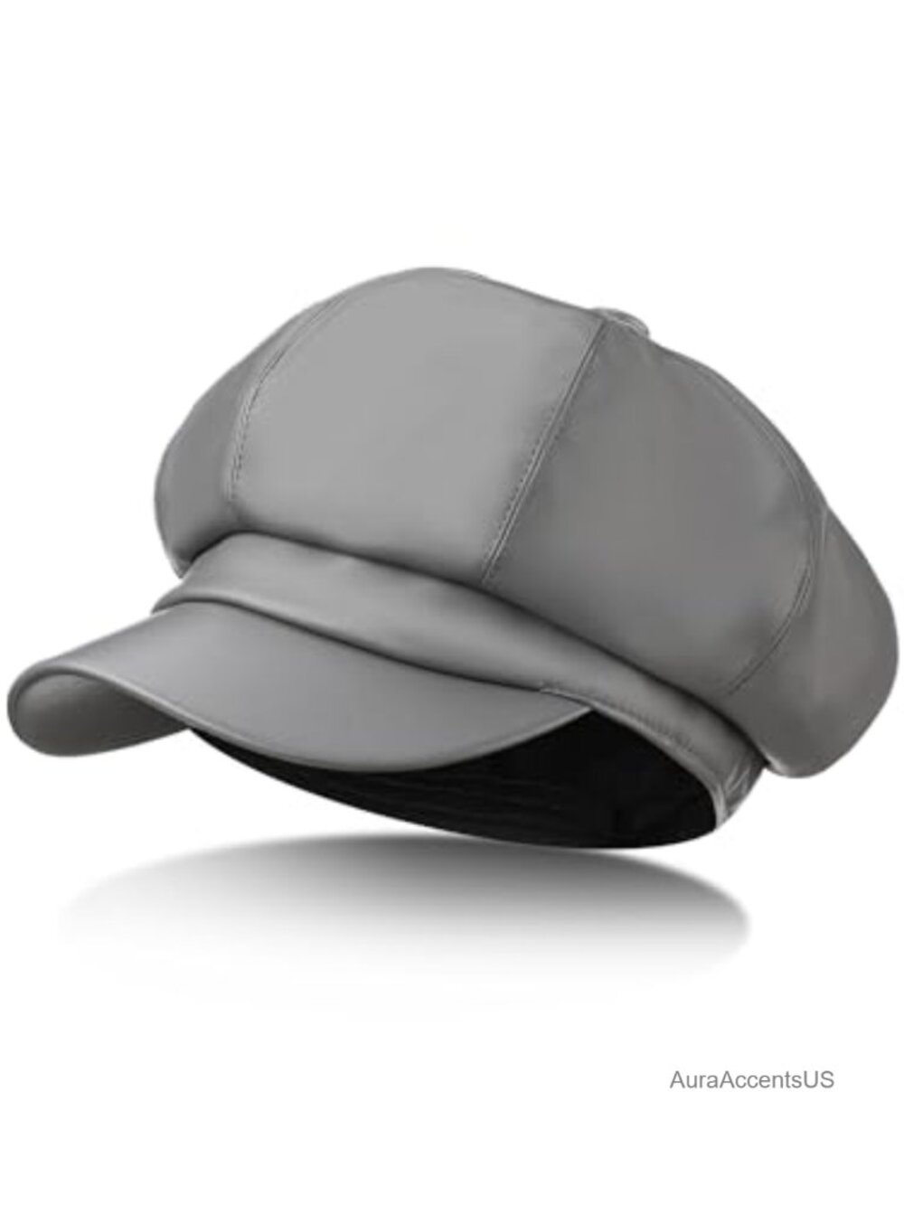 PU Leather Newsboy Cap 8 Panel Baker Boy Hat One Size